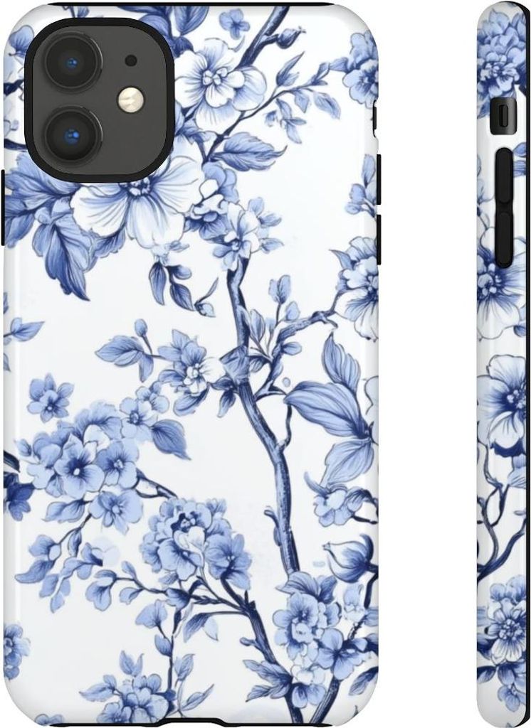 Blaues Vintage-Blumenmuster – Hülle Kompatibel mit iPhone 11