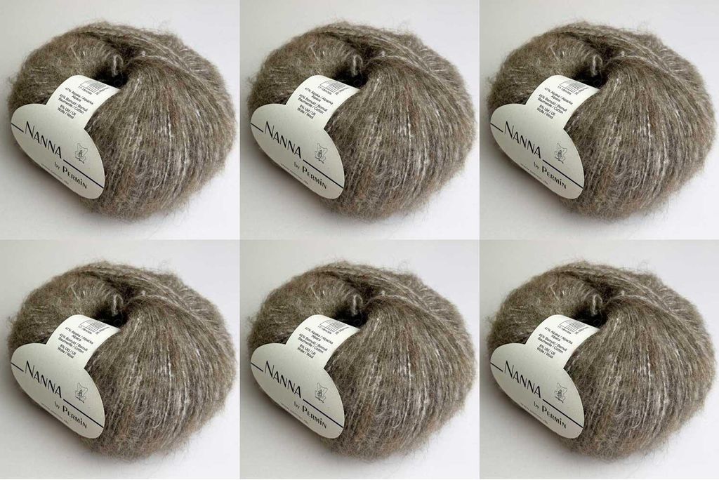 6x Nanna by Permin – Garn naturfarbig (Alpaka, Baumwolle, Merino) (10 nougat)