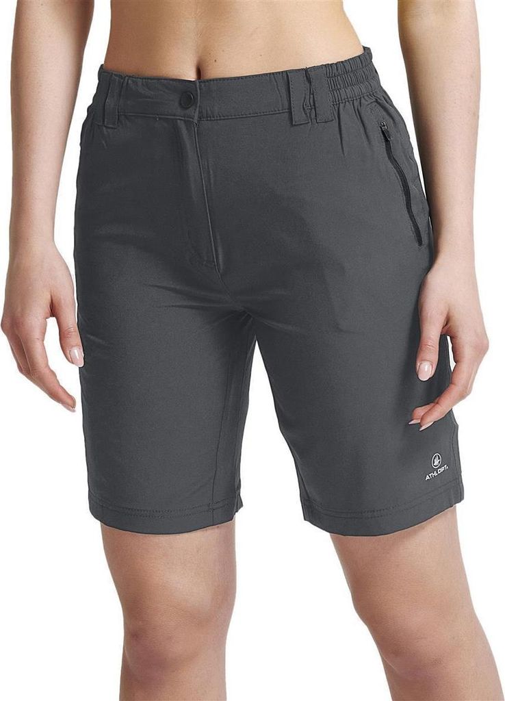 ATHL DPT. Damen Kurze Wanderhose/Trekkingshorts mit Gummibund und praktischen Taschen, Reißverschluß Grau, Gr. 42