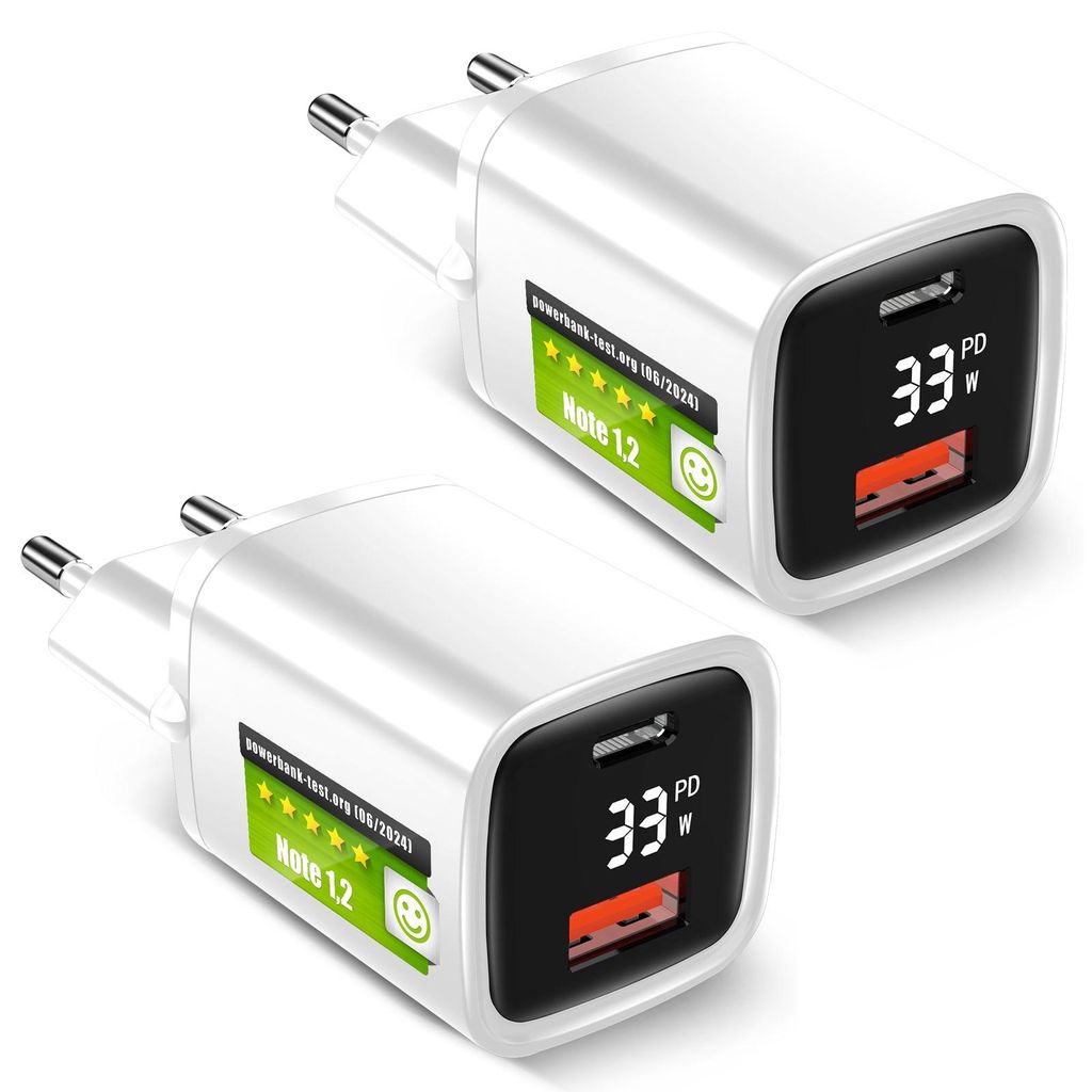 USB Ladegerät Dual Port, Typ-C + A, 33 Watt m. Produktbild 