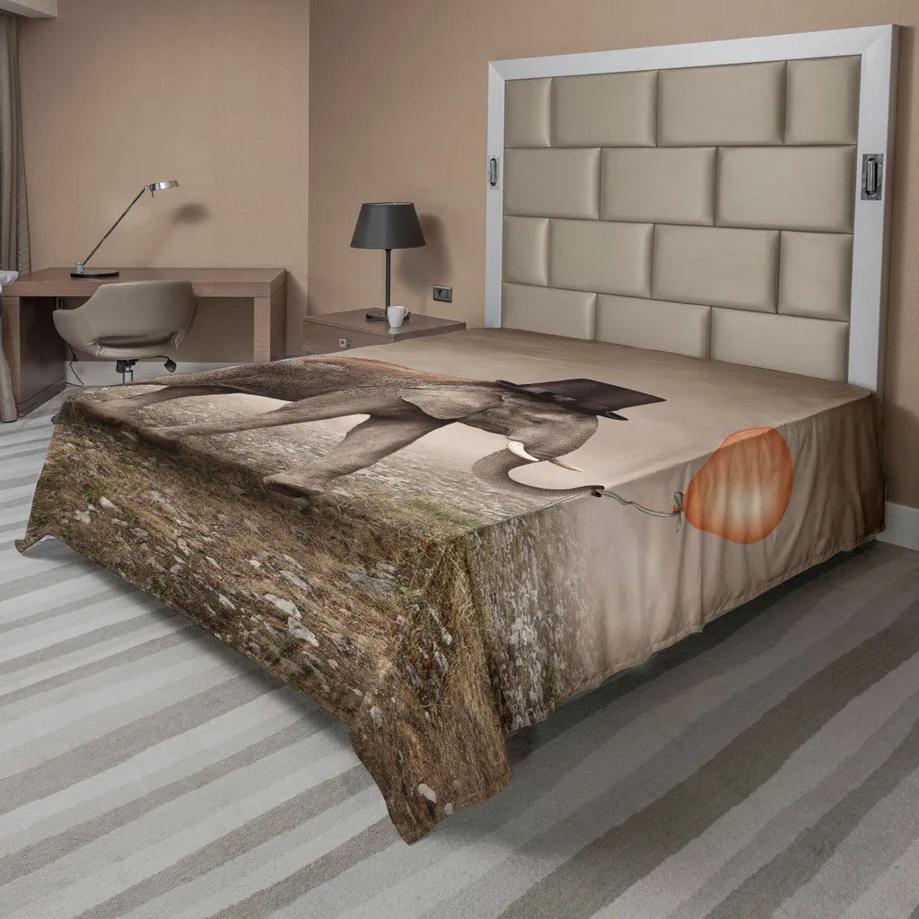 Drap de lit éléphant Abakuhaus 275x260 cm orange et noir décoratif