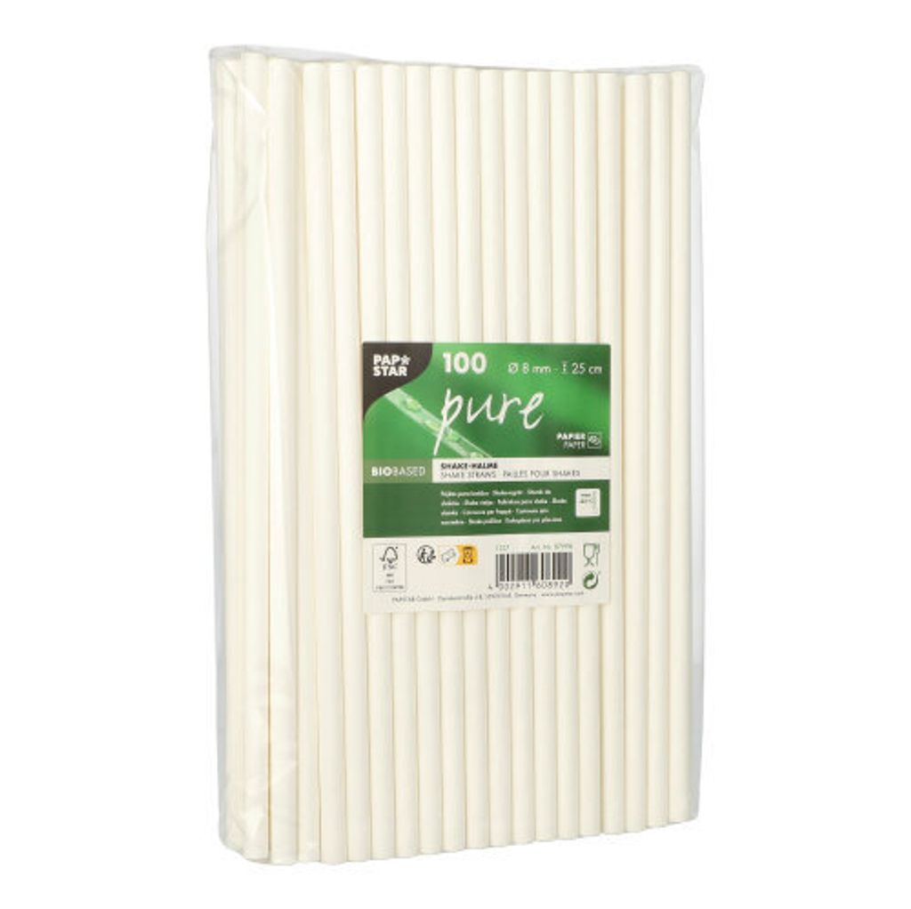 100 Cannucce per shake Papstar, carta pura Ø 8 mm, 25 cm Immagine del prodotto 