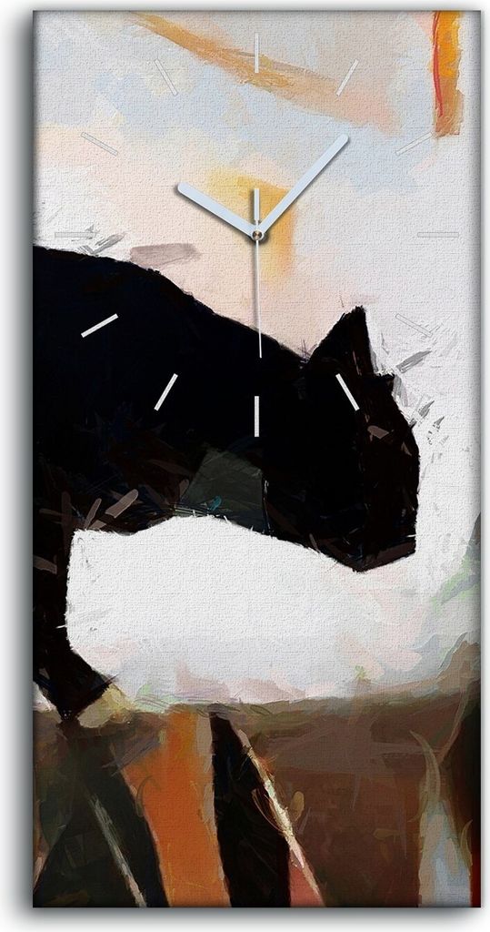 Wandbild Leinwand Bilder Wanduhr 30x60 Das Katzenbild surreale Abstraktion - weiße Hände