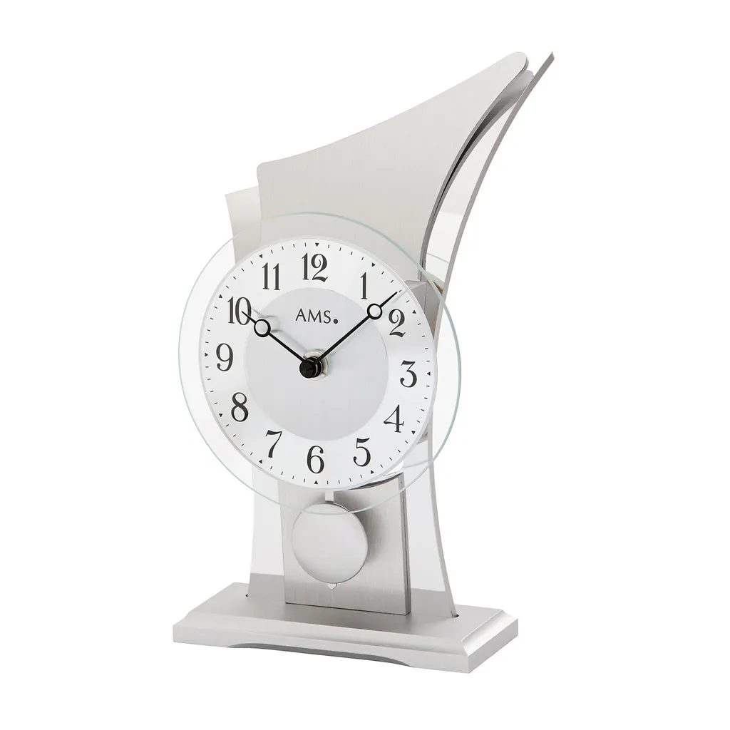 Horloge à Poser AMS 1138 - Pendulette de Bureau Style Moderne Chrome
