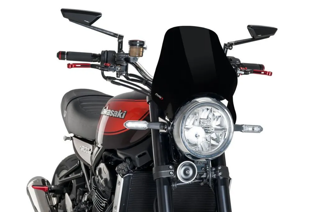 Bulle PUIG pour Kawasaki - Pare-brise Nu Noir 340x320mm Homologué ABE