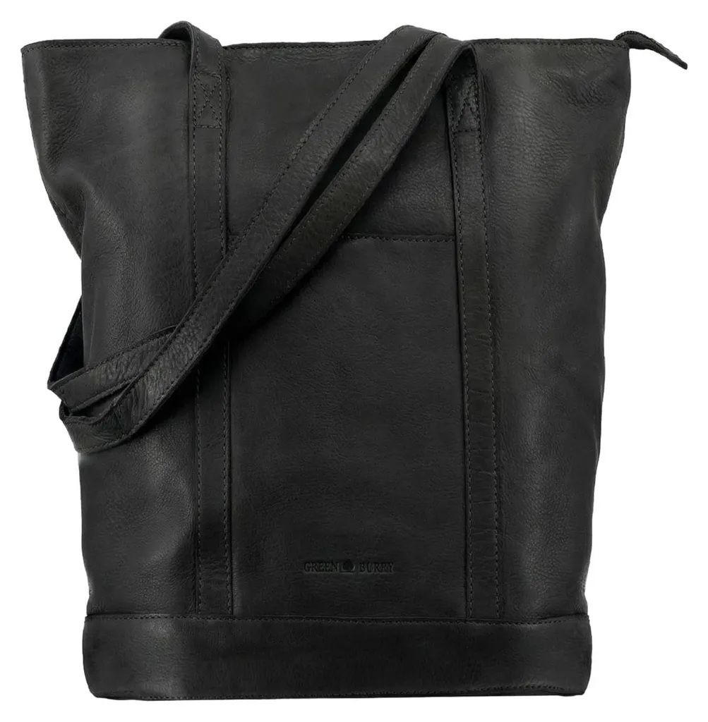 Greenburry Colombiana Shopper Vertical en Cuir de Bovin Noir Original
