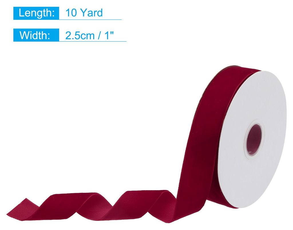 9 Meter Samtband , 2.5cm Weihnachten Velvet Ribbon fš¹r Str?u?e, DIY Basteln, Geschenkverpackung, Hochzeit Party (Weinrot)