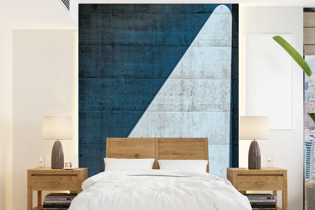 MuchoWow Fototapete für Wohnzimmer oder Schlafzimmer Wandtapete Vinyl Motivtapete Tür - Blau - Architektur - Vintage - 190x260 cm - Papiertapete