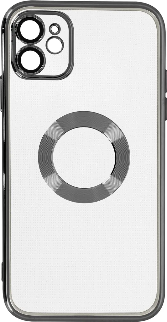 Cover iPhone 11 Silicone Trasparente Economica Bordo Nero Cromato