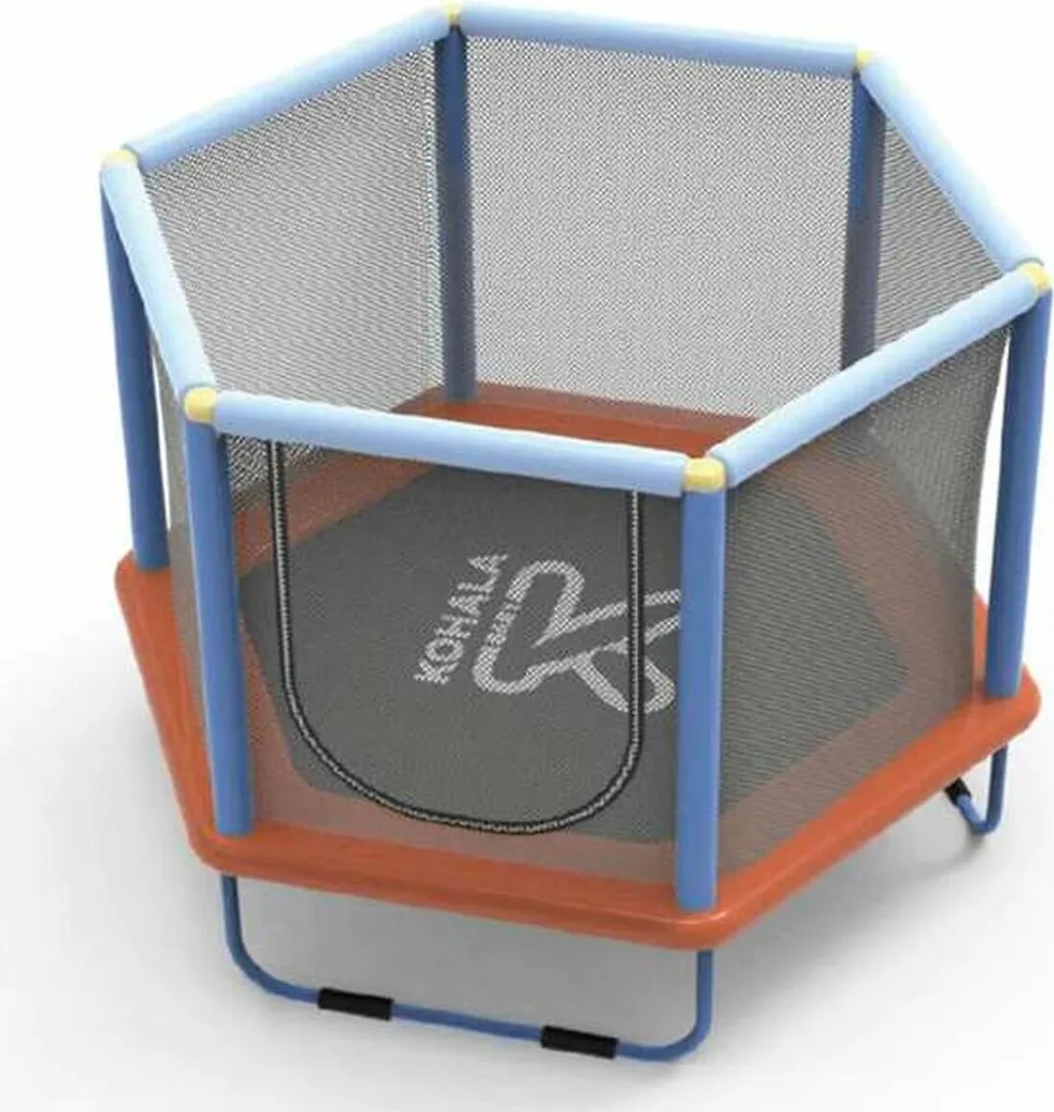 Trampoline enfant avec filet Ociotrends 140x110 cm de jardin bleu
