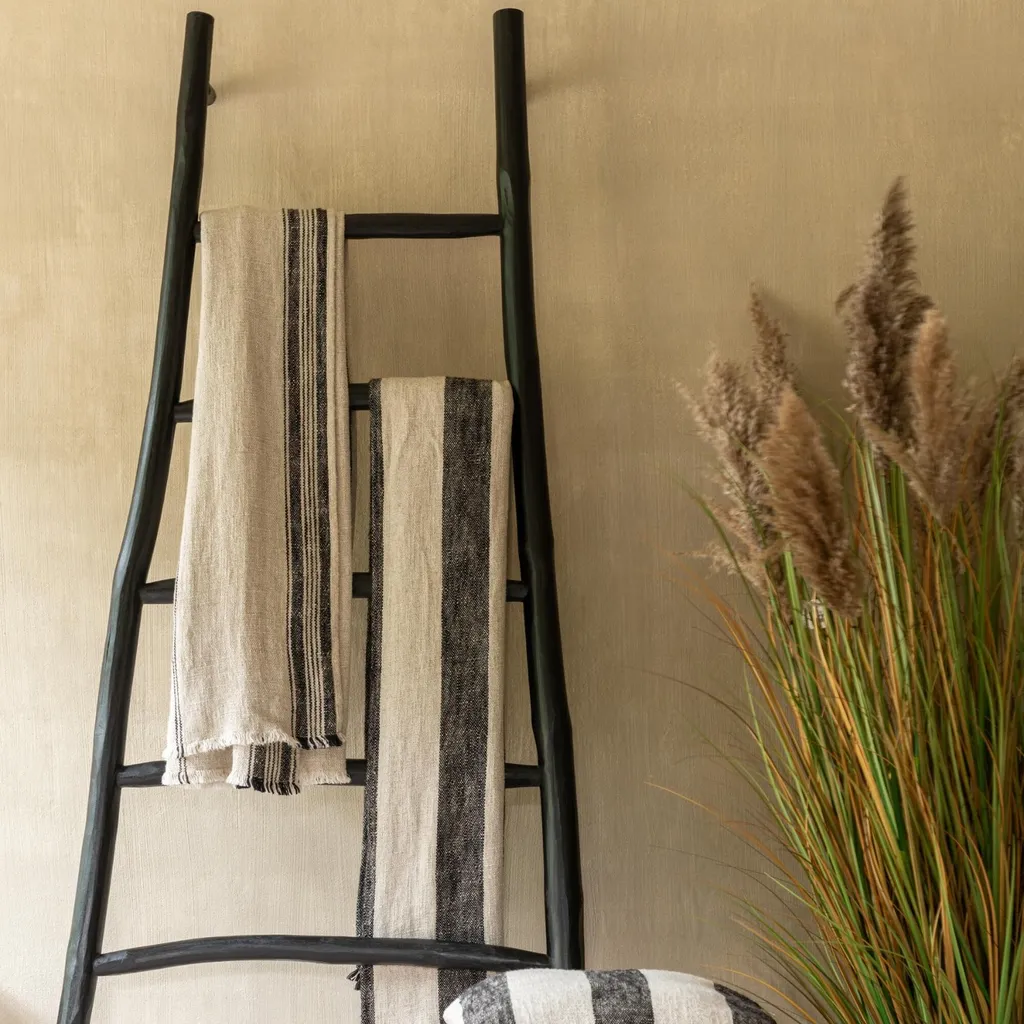 Échelle décorative en bois sans perçage - Support mural multi-usage