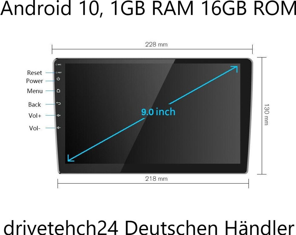 9 Zoll Android 10 Universal Autoradio 2 Din Stereo GPS 3D Navigation Bluetooth