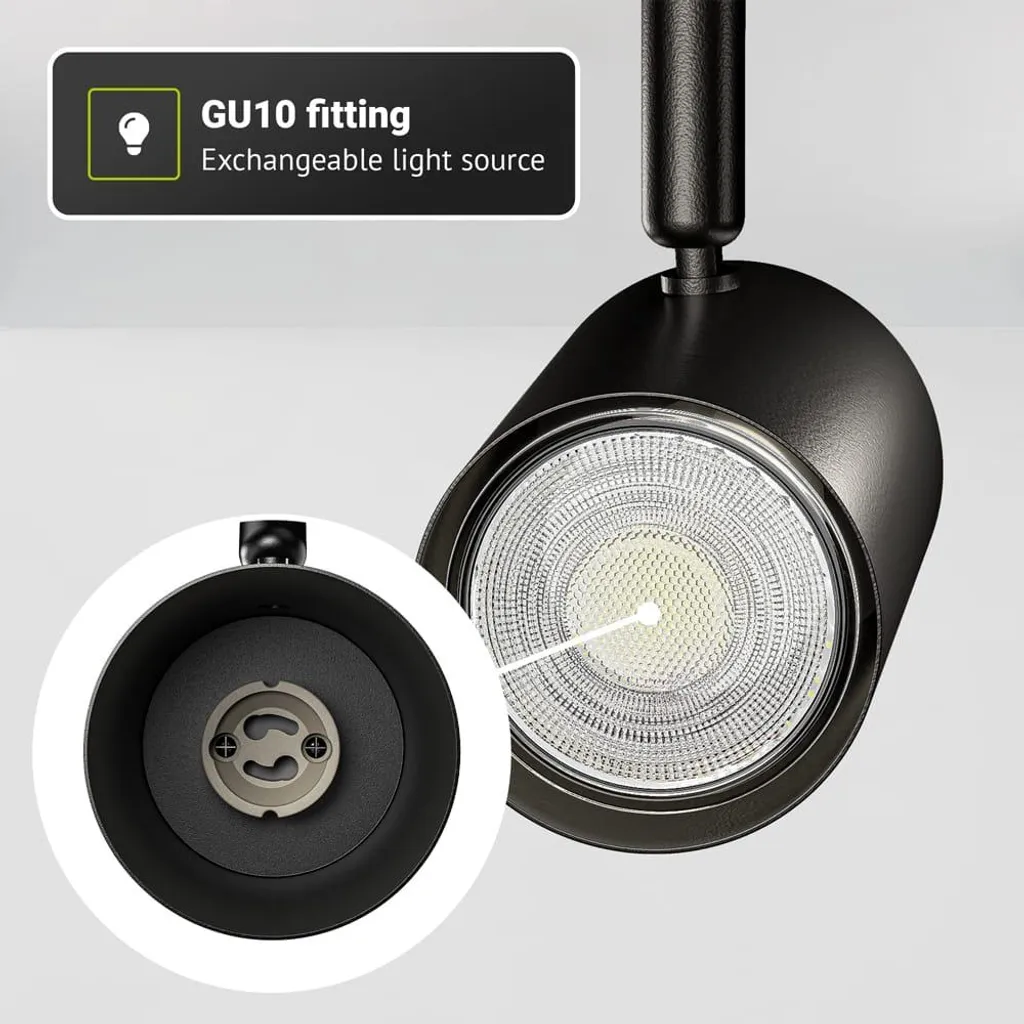 HOFTRONIC Plafonnier LED Noir 4 Spots GU10 Carré Orientable 35W - 9