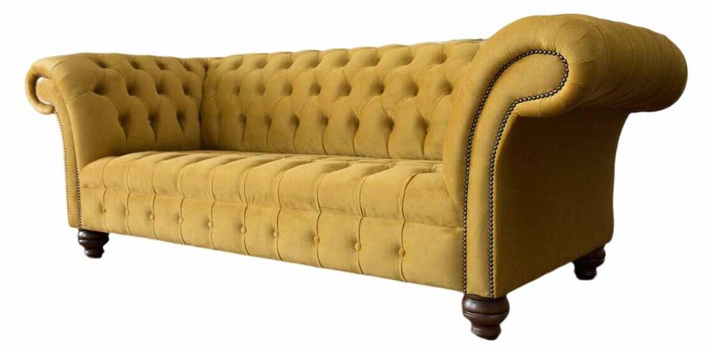 Chesterfield Gelb Sofa Polster 3 Sitzer Couchen Sitz Sofas Dreisitzer