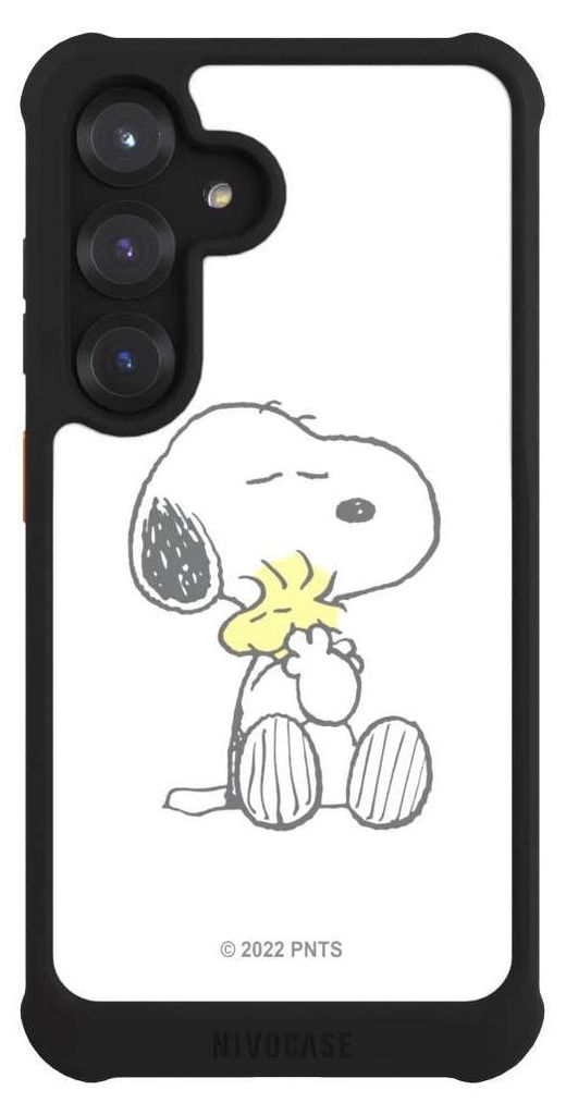 NIVOCASE Hülle für Samsung Galaxy S25 Stoßfeste Handyhülle NIVOmax Case Schwarz Liebe Peanuts Snoopy