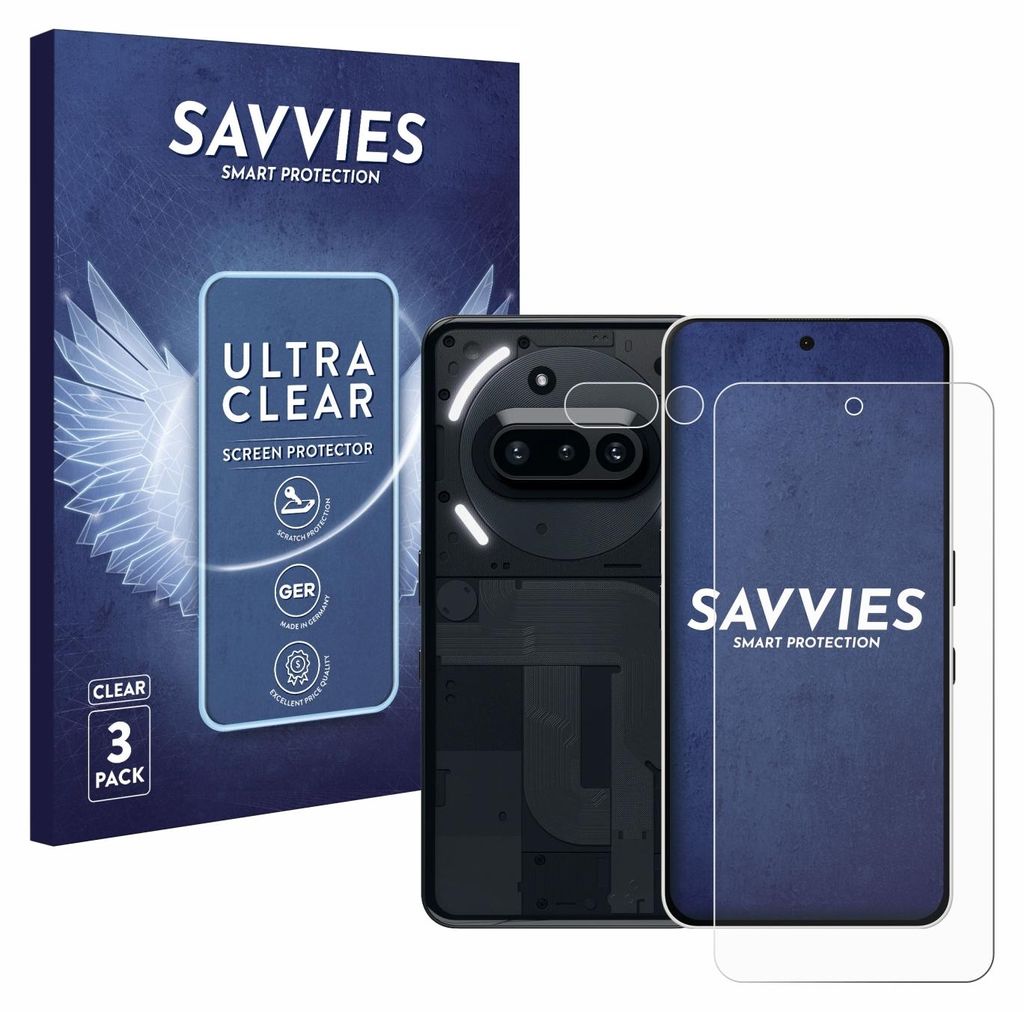 A product shot featuring packaging and the screen protectors for a Nothing Phone.