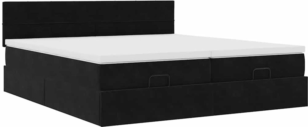 Ottoman-Bett mit Matratzen Schwarz 200x200 cm Samt