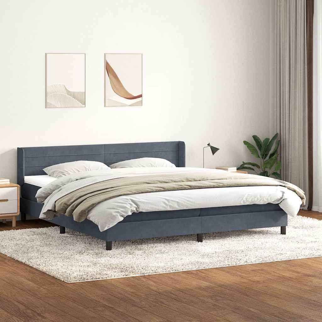Maison Exclusive - Boxspringbett mit Matratze Dunkelgrau 180x210 cm Samt