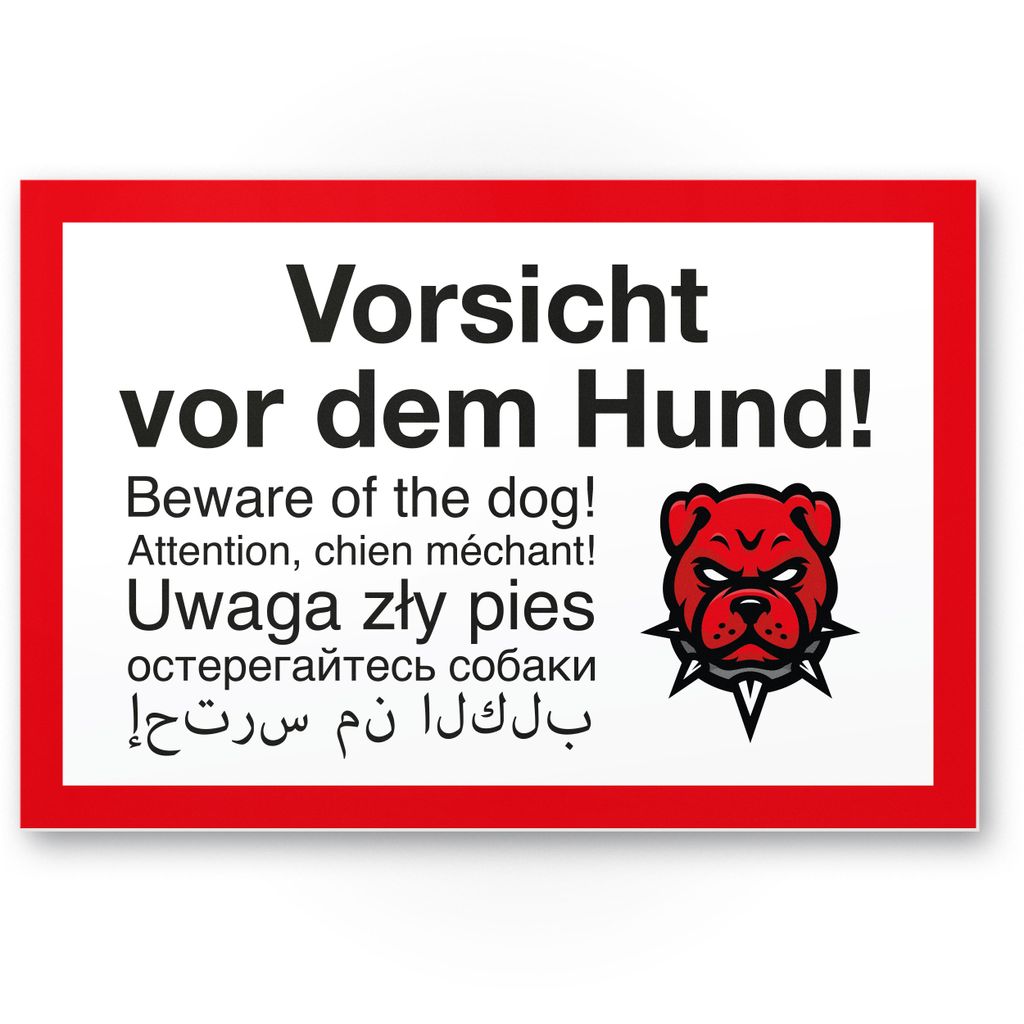 25 cm Kunststoff warn hinweis Schild  Beware of  Dog Achtung Hund 