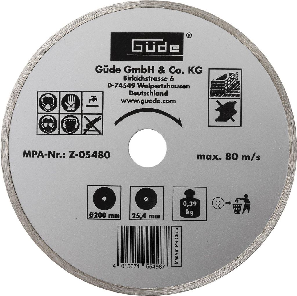 GÜDE Diamanttrennscheibe 200 x 25,4 mm Trennscheibe für Produktbild 