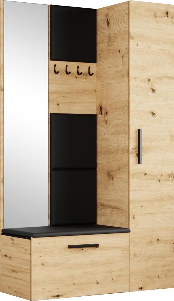 Masseno Garderobe-Set MODULO 120,6/204/40 cm Modern Garderobenschrank Eiche Artisan