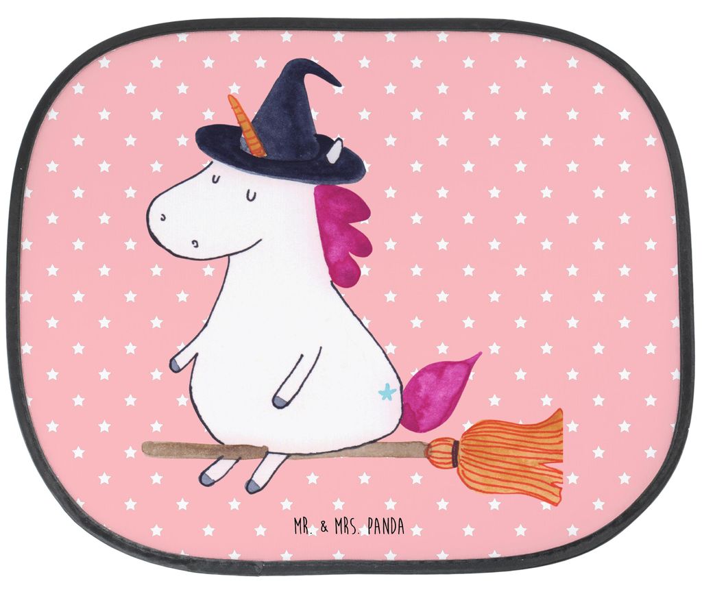 Mr. & Mrs. Panda Auto Sonnenschutz Einhorn Hexe - Rot Pastell - Geschenk, Engel, Frau, Freundin, Einhörner, Teufel, blendschutz, autofenster, pkw,...