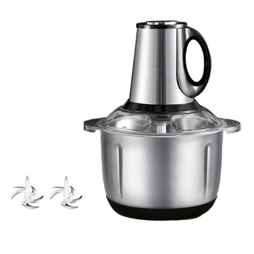 AIORBER Küchenmaschine 3 Stufen, 400W, Cyclone Vier-Klingen-Zerkleinerer, Edelstahl, Multizerkleinerer Fleischwolf – Schwarz Silber