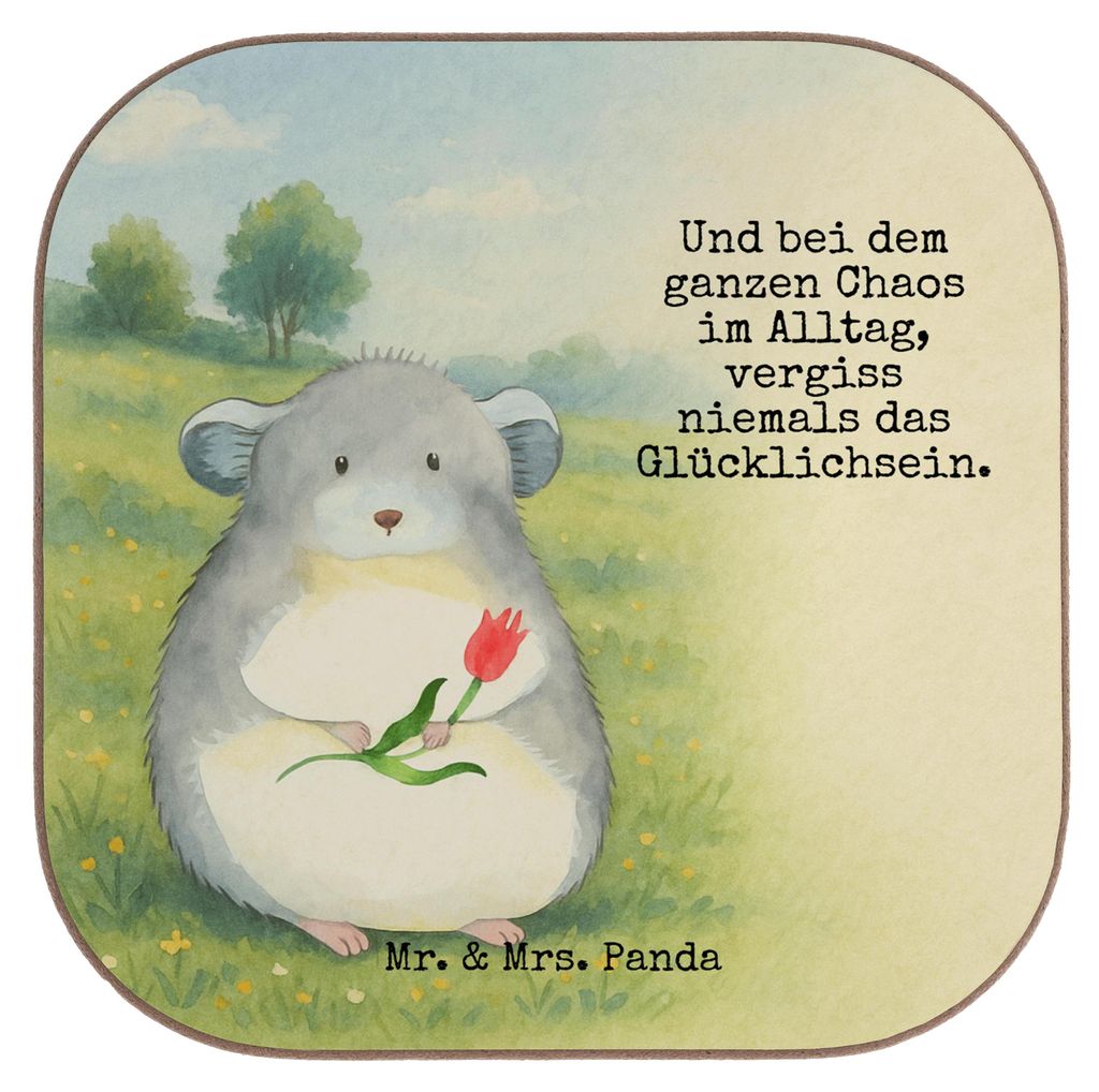 Mr. & Mrs. Panda Tassenuntersetzer Chinchilla Blume Design - Weiß - Geschenk, Lustige Sprüche, Liebeskummer, Büro, Tassen Untersetzer, Gläser, ...