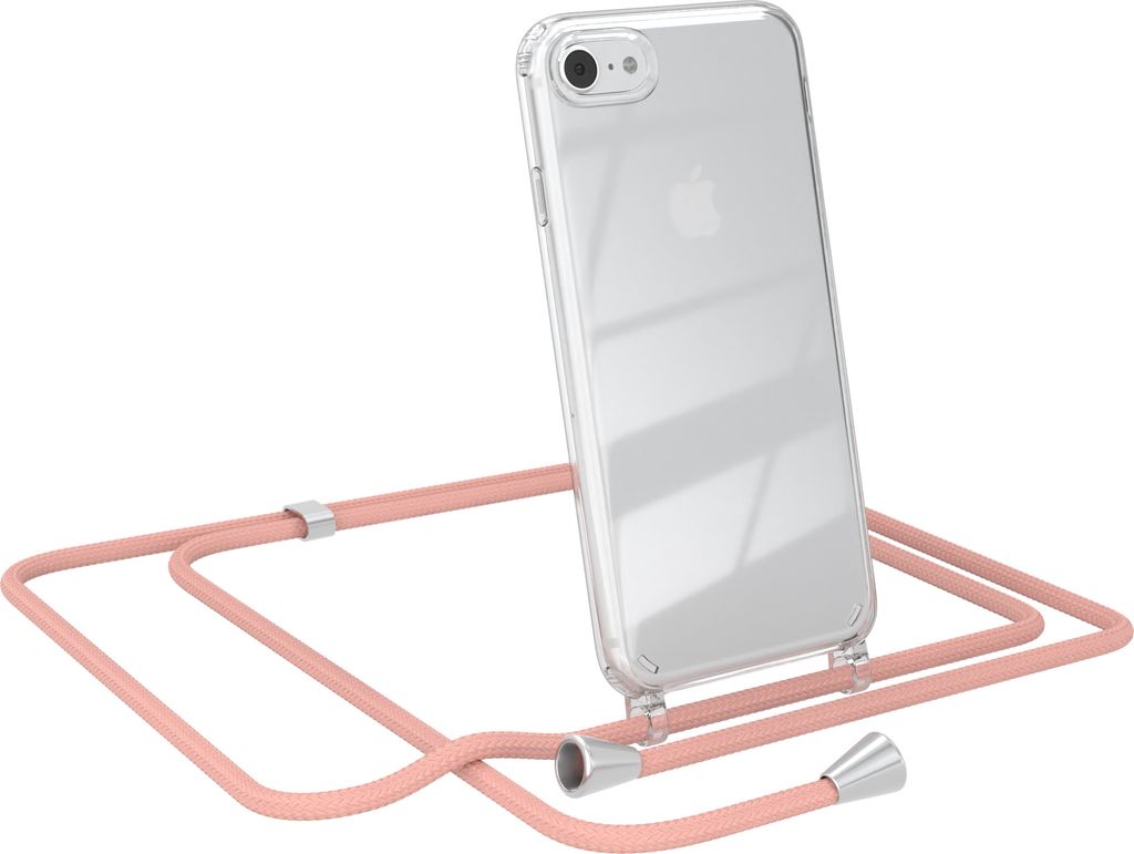 EAZY CASE Handykette kompatibel mit Apple iPhone SE 2020/2022, iPhone 7 / 8, Handyhülle mit Umhängeband, Handykordel, Schutzhülle Clear, Band in...