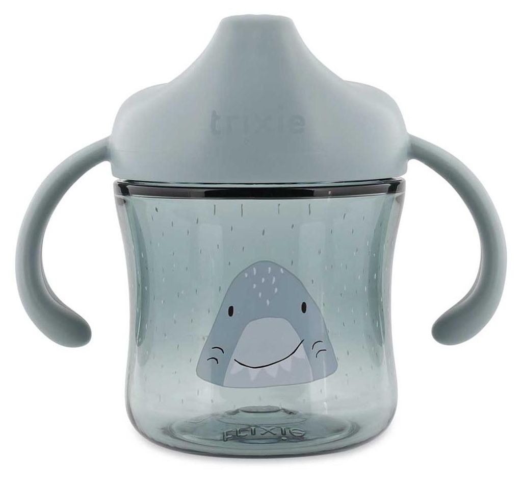 Trixie Trinklerntasse mit Griffen - Mr. Shark - Auslaufsicher & Tritan