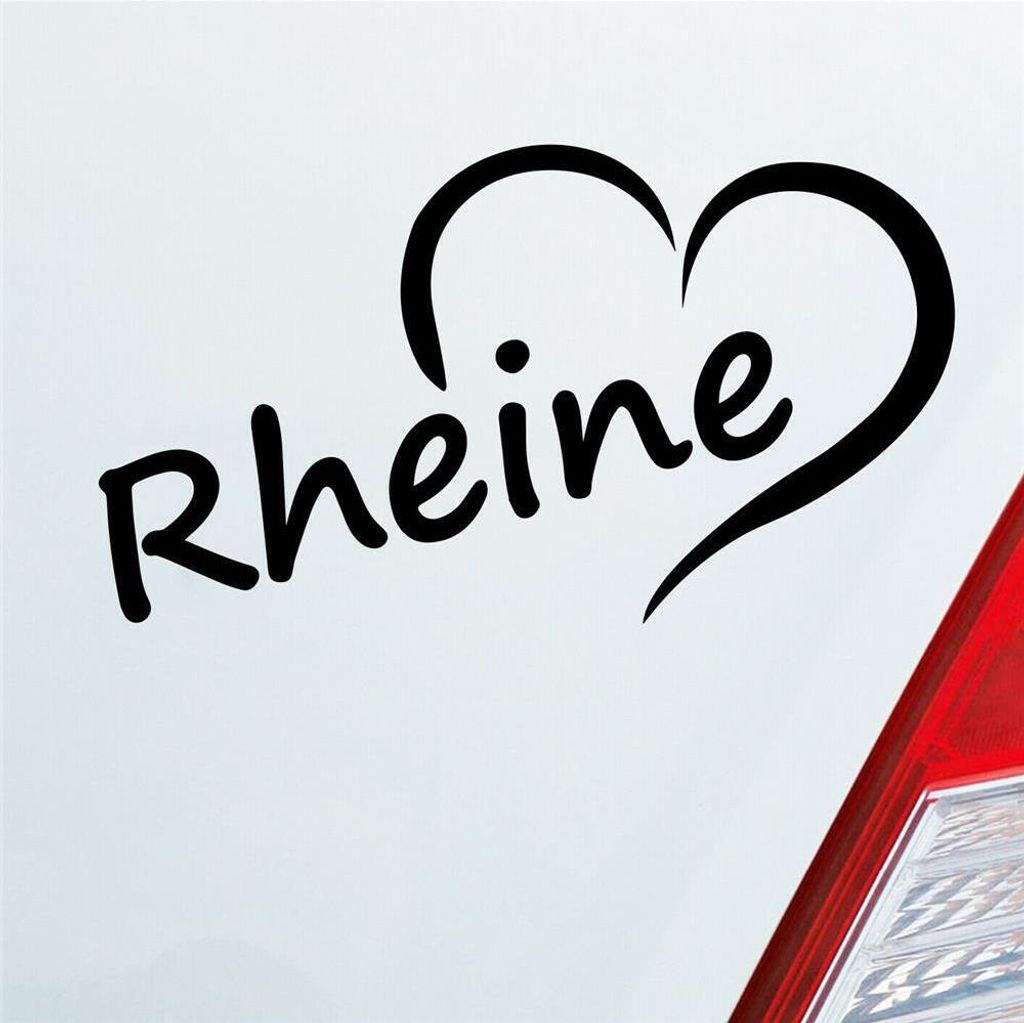 Auto Aufkleber Rheine Herz Stadt City Liebe Love Heimat 14,5x8 cm Schwarz Matt Sticker Heckscheibenaufkleber