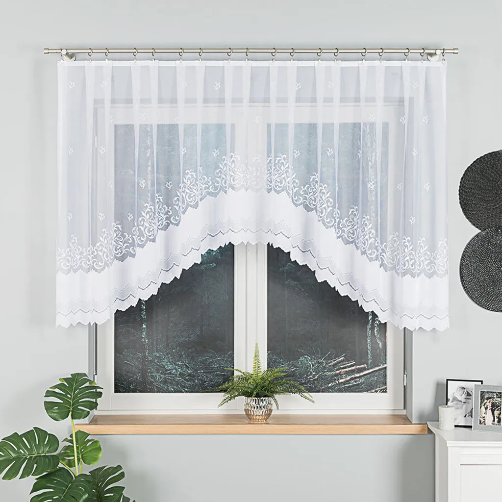 Rideau de cuisine blanc 300x120 cm MyBestHome GENOWEFA motif plage