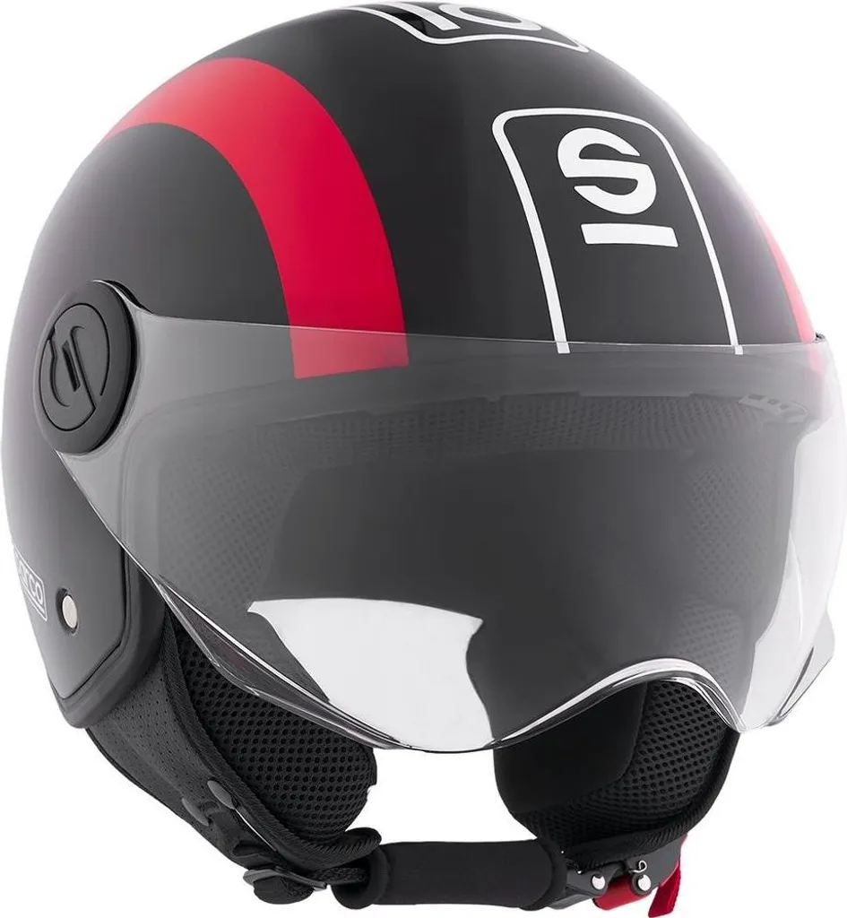 Casque Sparco Demi-Jet rouge noir coque ABS robuste et visière Large L