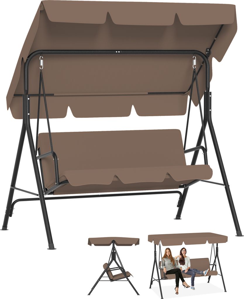 UISEBRT 3-Sitzer Hollywoodschaukel Braun, 175,5x110x152 cm Produktbild 