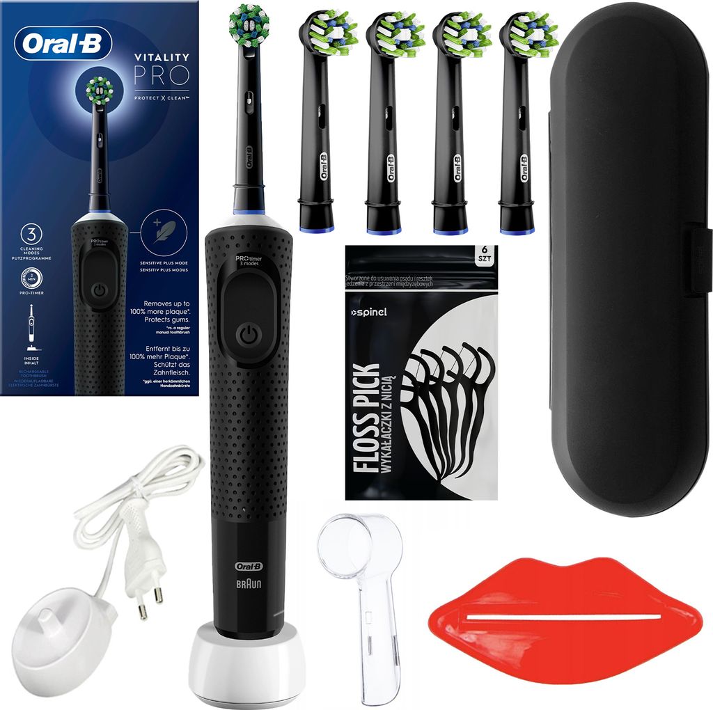 Oral-B Vitality Pro D103 Black Elektrische Zahnbürste 5 Aufsätze Reiseetui