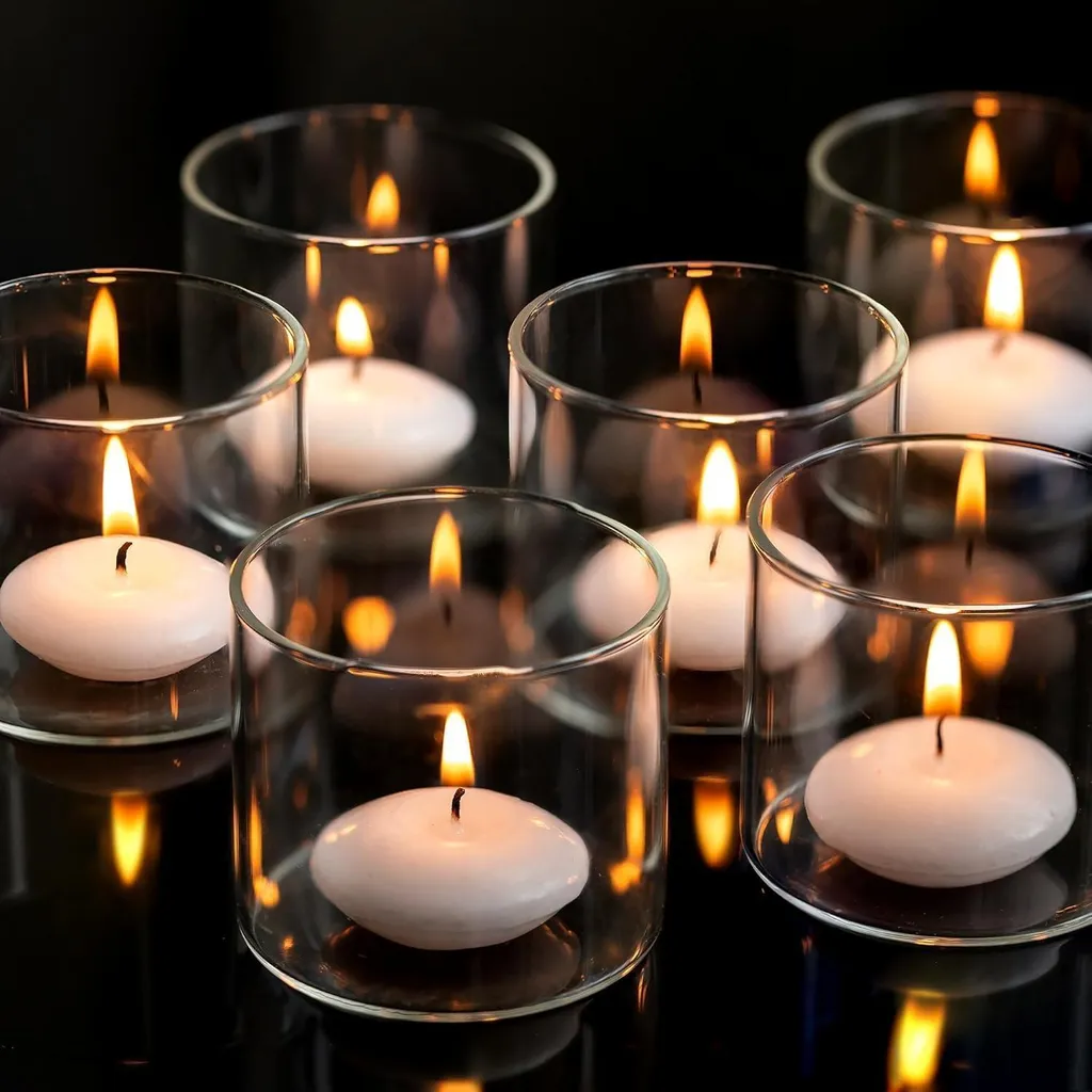 Set 12 Porta Tealight Vetro Trasparente 5x5.7cm Natalizi e Eventi