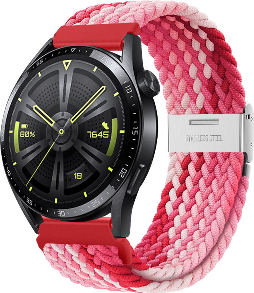 BStrap Elastic Nylon 2 Armband für Garmin Venu 2 Plus, strawberry