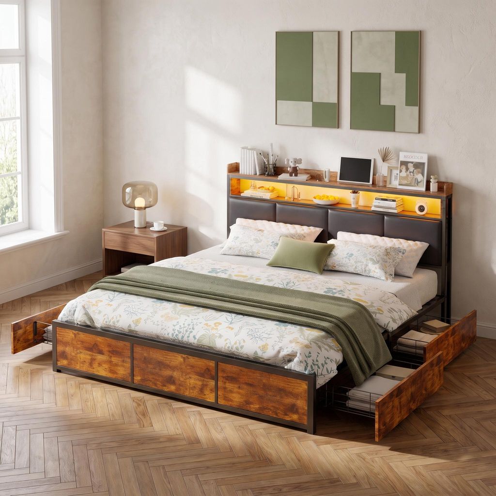Letto matrimoniale in metallo INONEFT, 160x200 cm, con Immagine del prodotto 