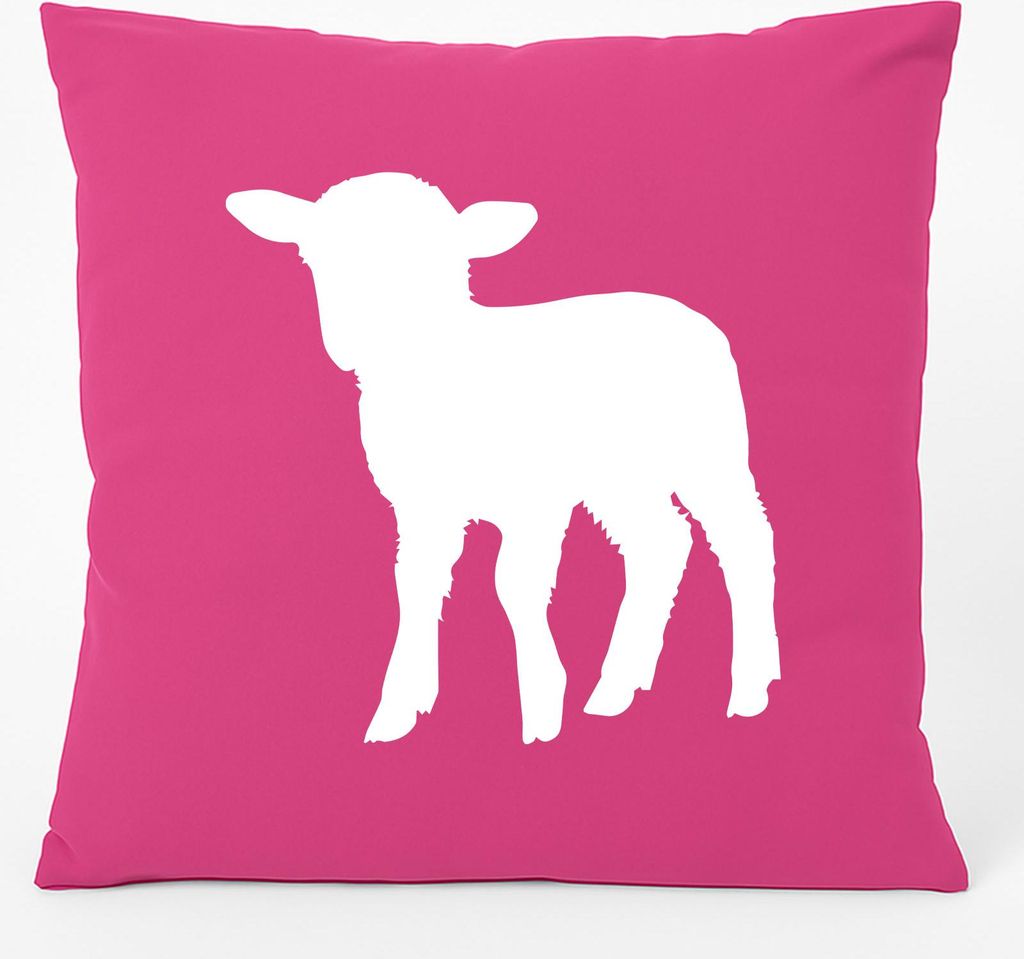 Huuraa Kissen Lamm Silhouette 40x40cm mit Füllung Fuchsia Baumwolle Dekokissen Geschenkidee
