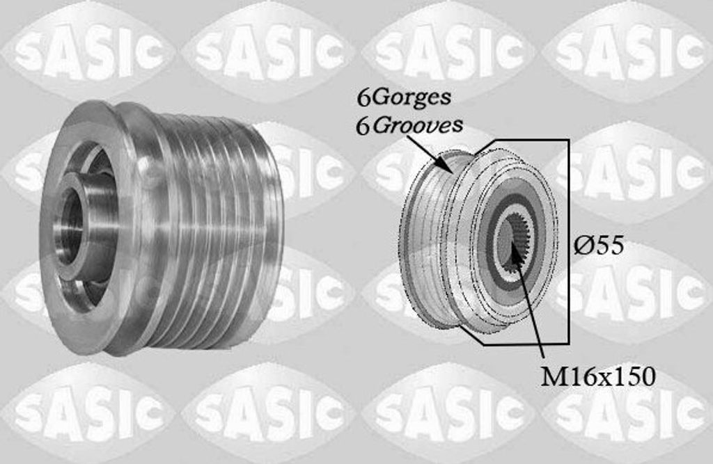 SASIC 1674001 Riemenscheibe Lichtmaschine für RENAULT Clio III Schrägheck (BR0/1, CR0/1) TWINGO II (CN0) CLIO II (BB0/1/2, CB0/1/2) Scénic III
