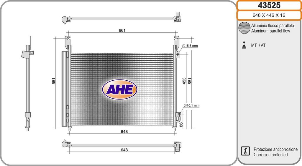 AHE 43525 Kondensator Klimaanlage Klimakondensator für RENAULT KOLEOS (HY)