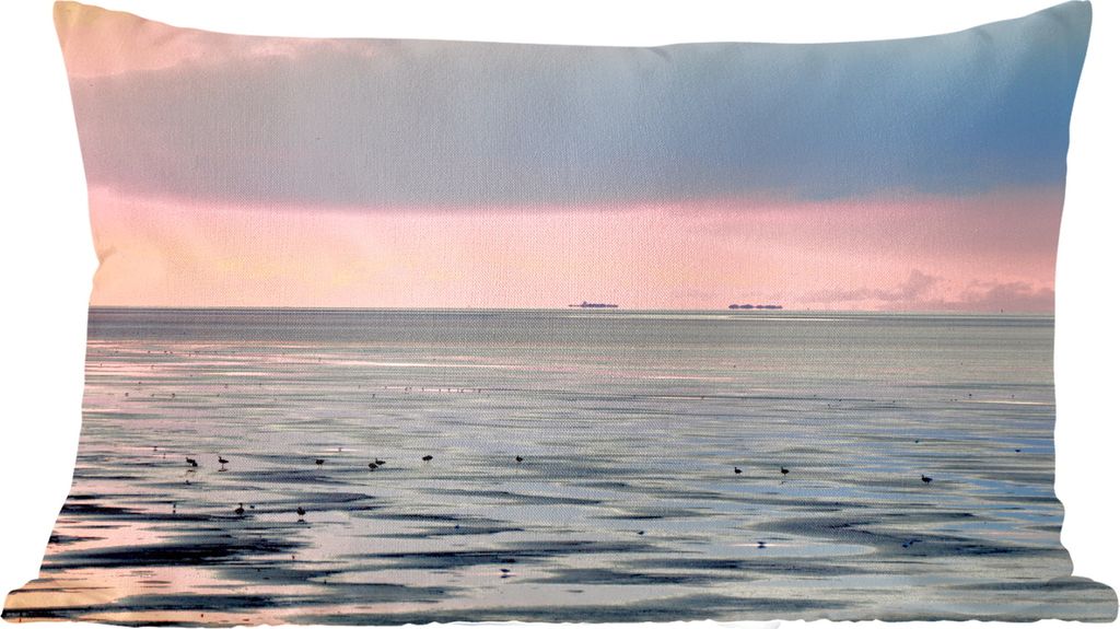 MuchoWow Zierkissen Sofakissen Wohnzimmer Dekokissen 50x30 cm Meer - Vogel - Sonne - Wohnzimmerdekoration - Polster mit Photo