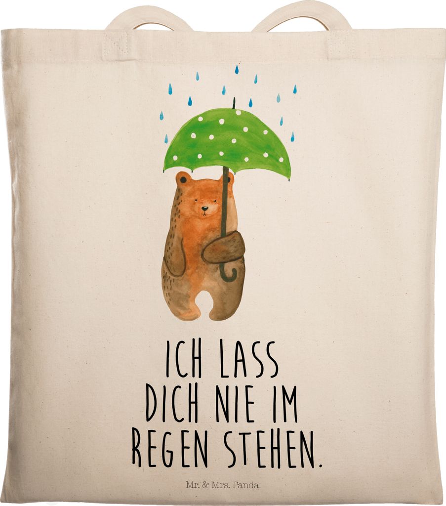 Mr. & Mrs. Panda tasche baumwolle Bär Regenschirm - Transparent - Geschenk, Partner, Teddy, Liebeskummer, Schultasche, Familie, Spruch, Tote Bag, ...