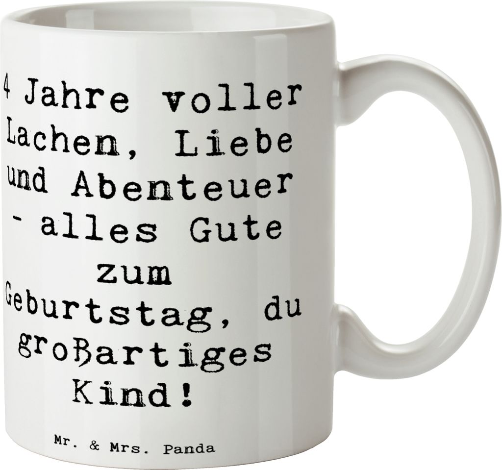 Mr. & Mrs. Panda Kaffeebecher Spruch 4. Geburtstag - Weiß - Geschenk, Geburtstagsgeschenk, Teetasse, Alter, Tasse, unvergesslich, stolz, Wunsch, 4...