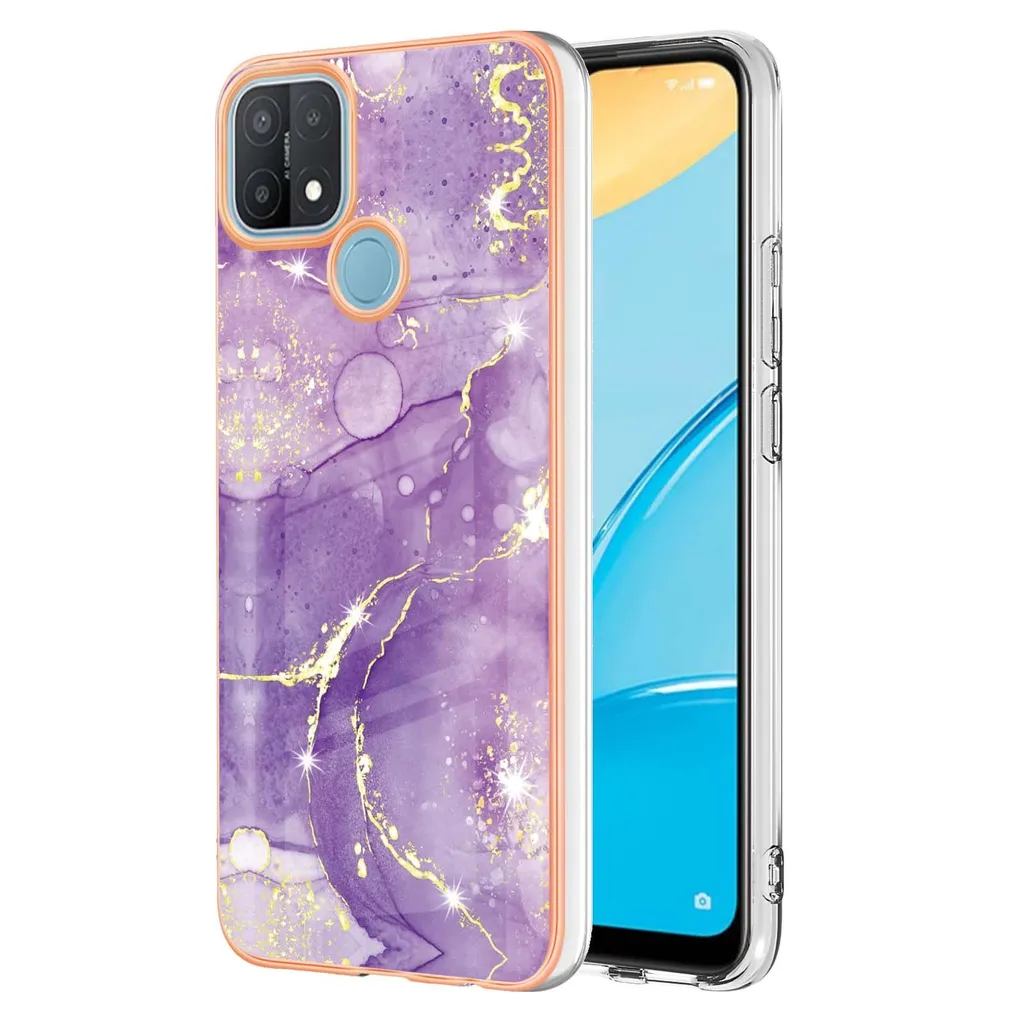 Custodia per OPPO A15, sottile marmo antiurto custodia morbida TPU paraurti Viola