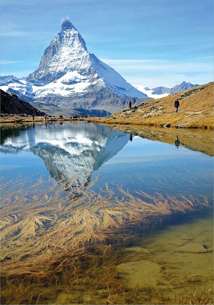 Wallario Poster - Matterhorn - Spiegelung im See, Kunstdruck Größe: 70 x 100 cm
