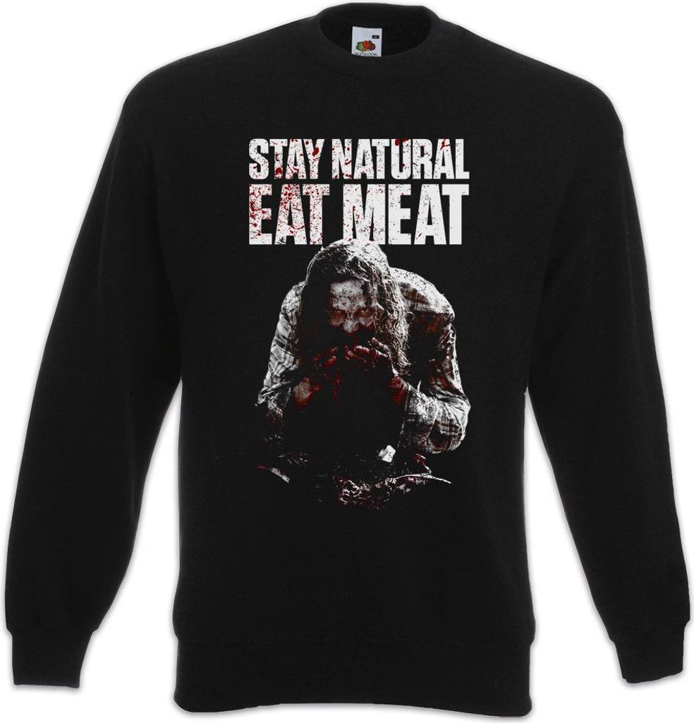 Urban Backwoods Stay Natural Eat Meat, Sweatshirt, Farbe: Schwarz, Größe: 2XL