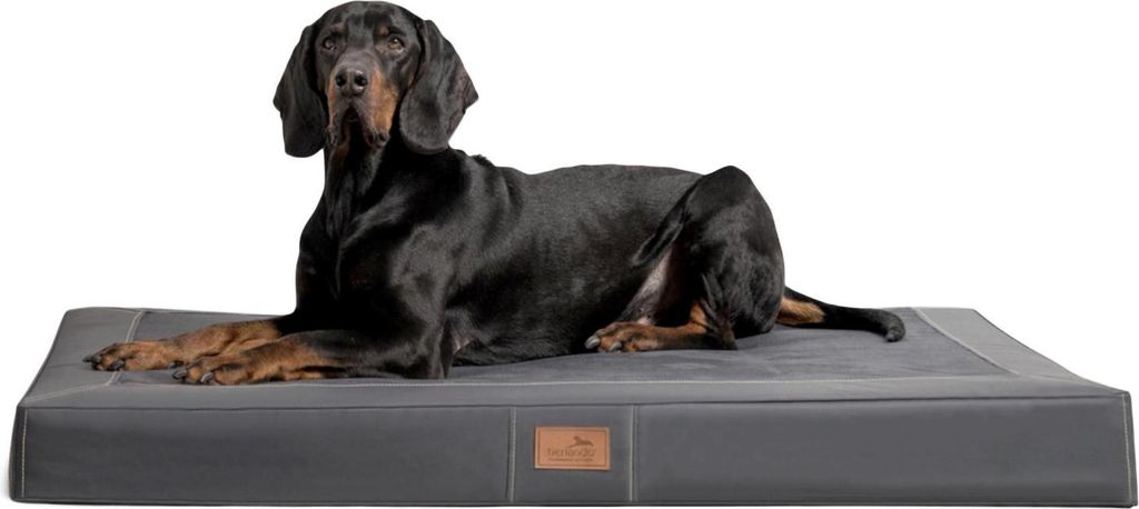 tierlando OSCAR VISCO Orthopädische Hundematratze Kunstleder Velours Hundebett - Größe: 100x80cm | Farbe: 02 Graphit