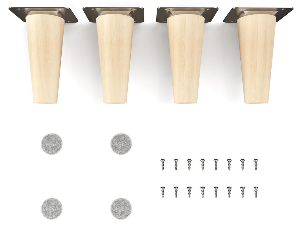 4x sossai Holzfüße rund - gerade Ausführung 10cm Buche Produktbild 