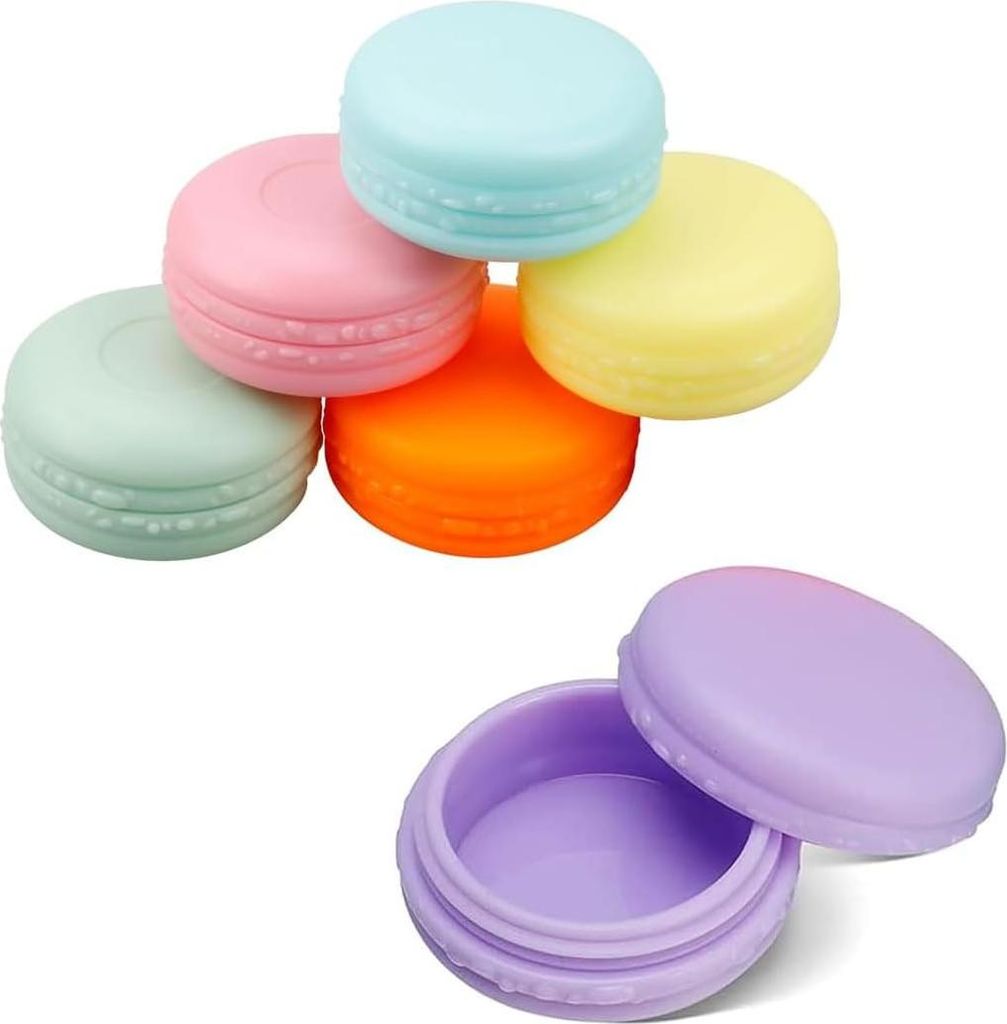 Plus - 6-teilige Set Reisefläschchen Toilettas Töpfchen 10ml Auslaufsichere Behälter Kleine Plastik Kosmetik Probentöpfchen mit Deckel.
